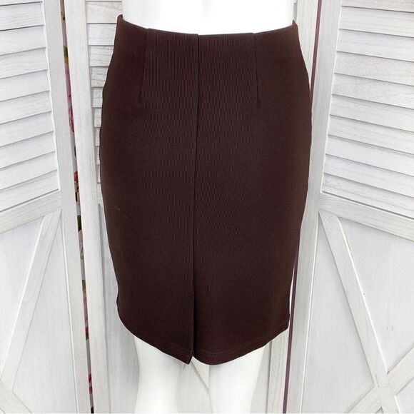 Reflections by Spiegel Vintage Ribbed Pull On Pencil Skirt Brown 4 - Picture 5 of 11